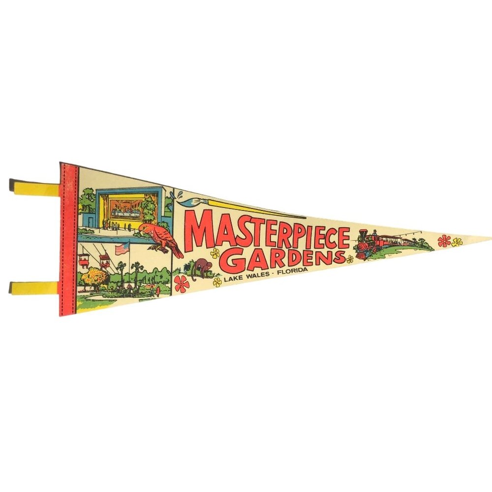Vintage Masterpiece Gardens Lake Wales Florida Souvenir Pennant Rare